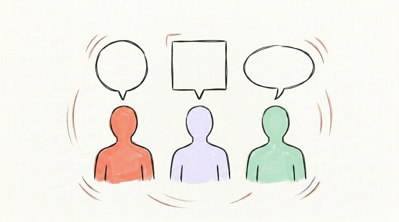 Three audience personas with speech bubbles, representing different Threads niches