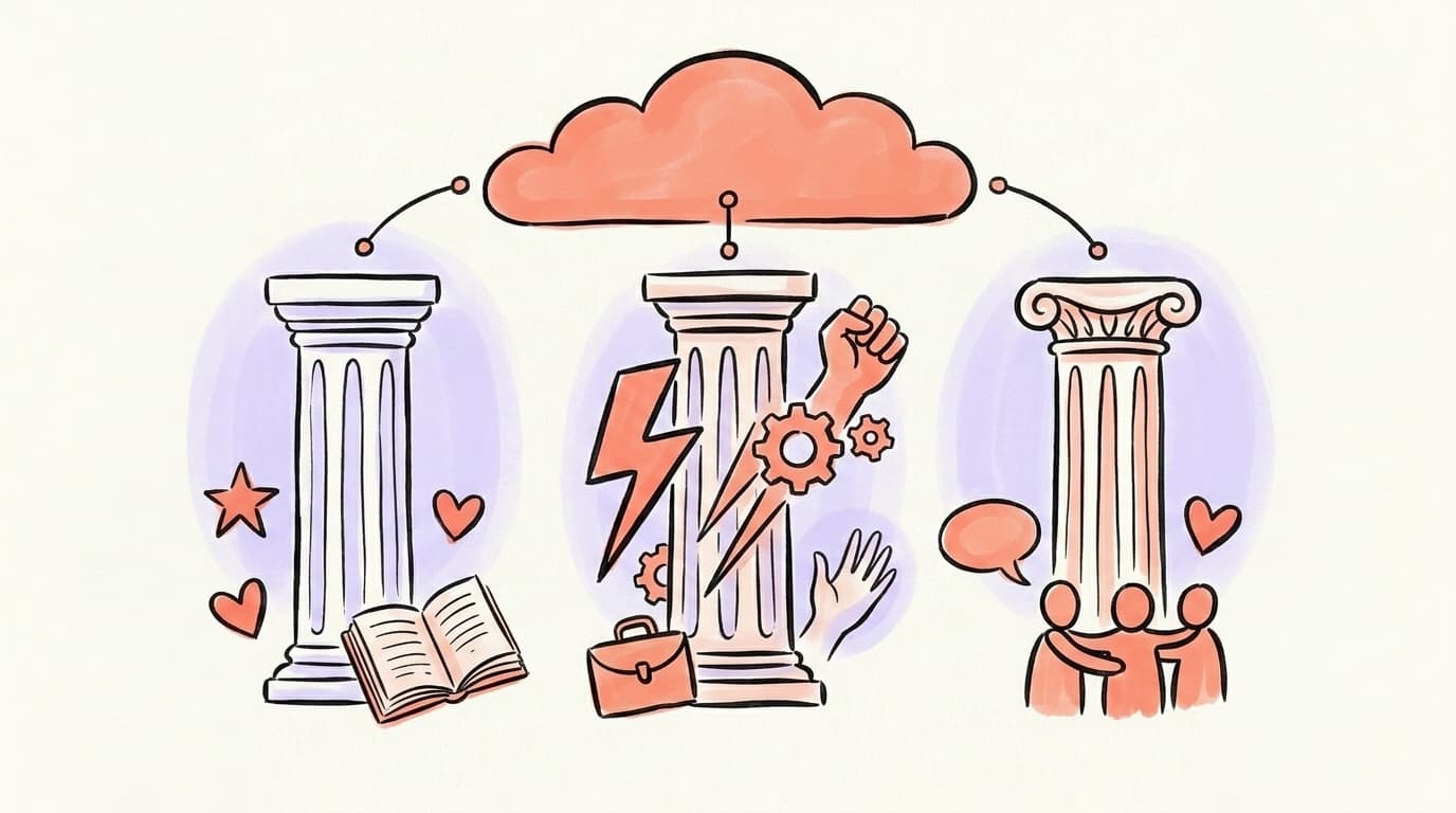 Three content pillars of a personal brand — education, opinion, and story
