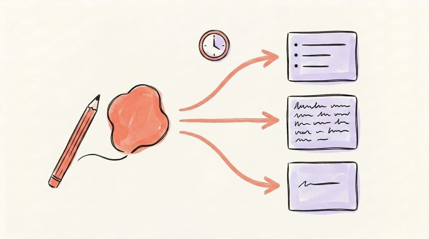 A smart cross-posting workflow: one core idea, three adapted outputs, staggered timing