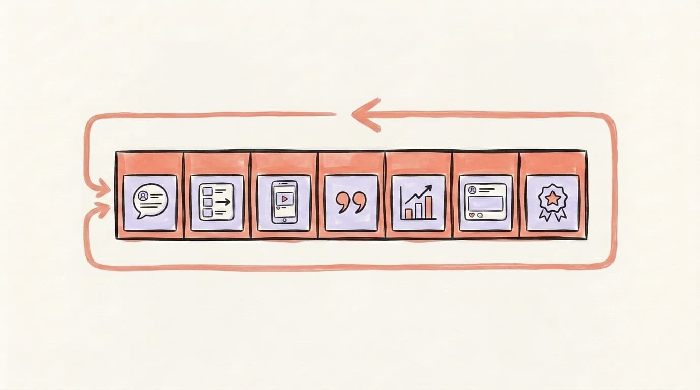 Weekly repurposing workflow — one idea spread across seven days and multiple formats