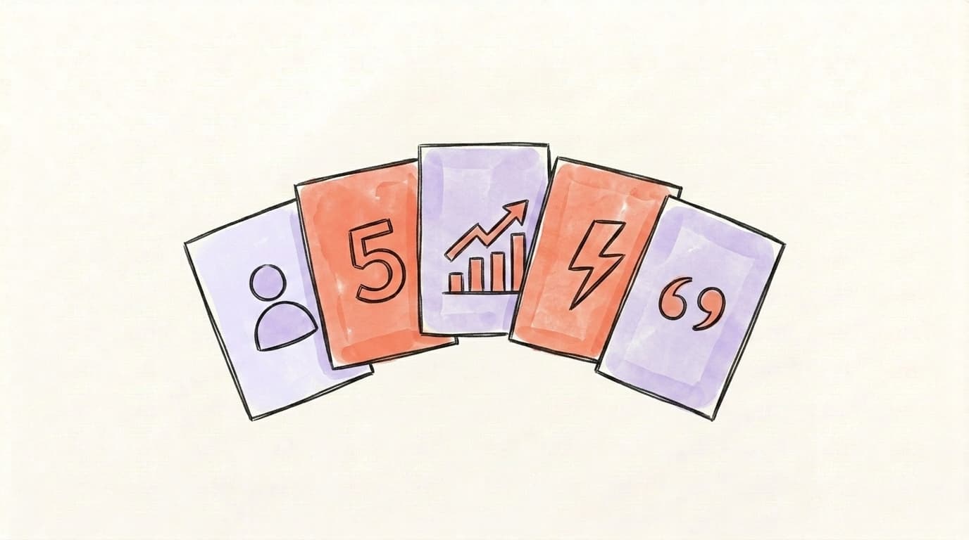 Five thread template cards fanned out