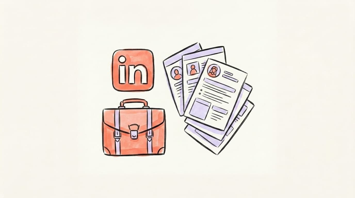 LinkedIn logo, briefcase, and document carousel representing LinkedIn post and carousel limits