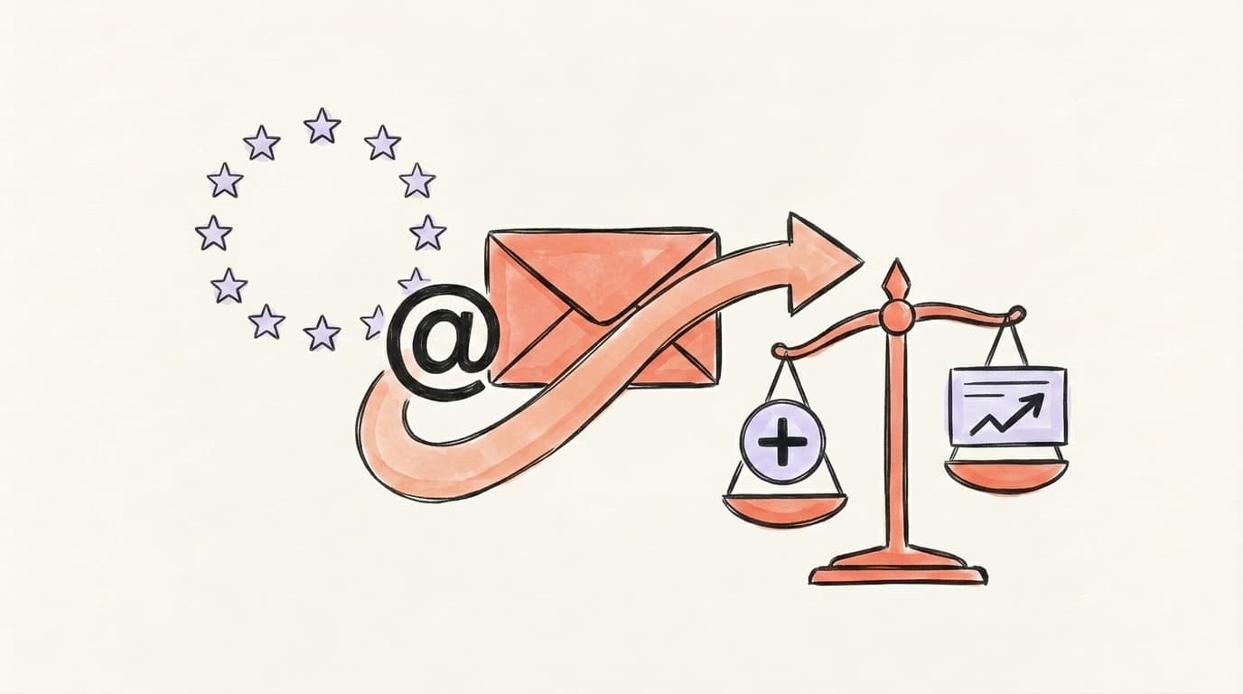 EU stars surrounding an appeal envelope with a scale of justice — the DSA out-of-court route for Threads bans
