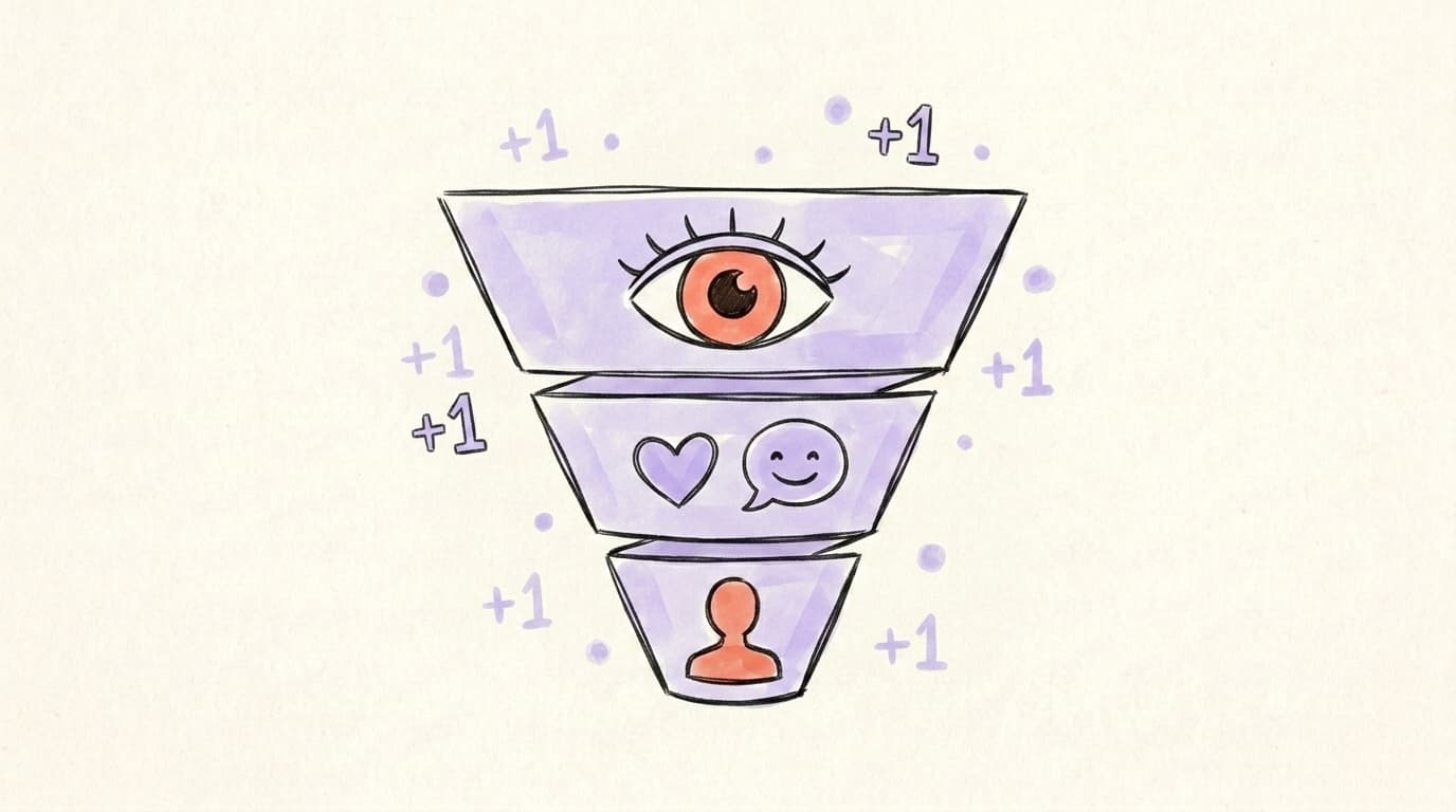 A three-layer funnel showing impressions at the top, engagements in the middle, and profile visits at the bottom